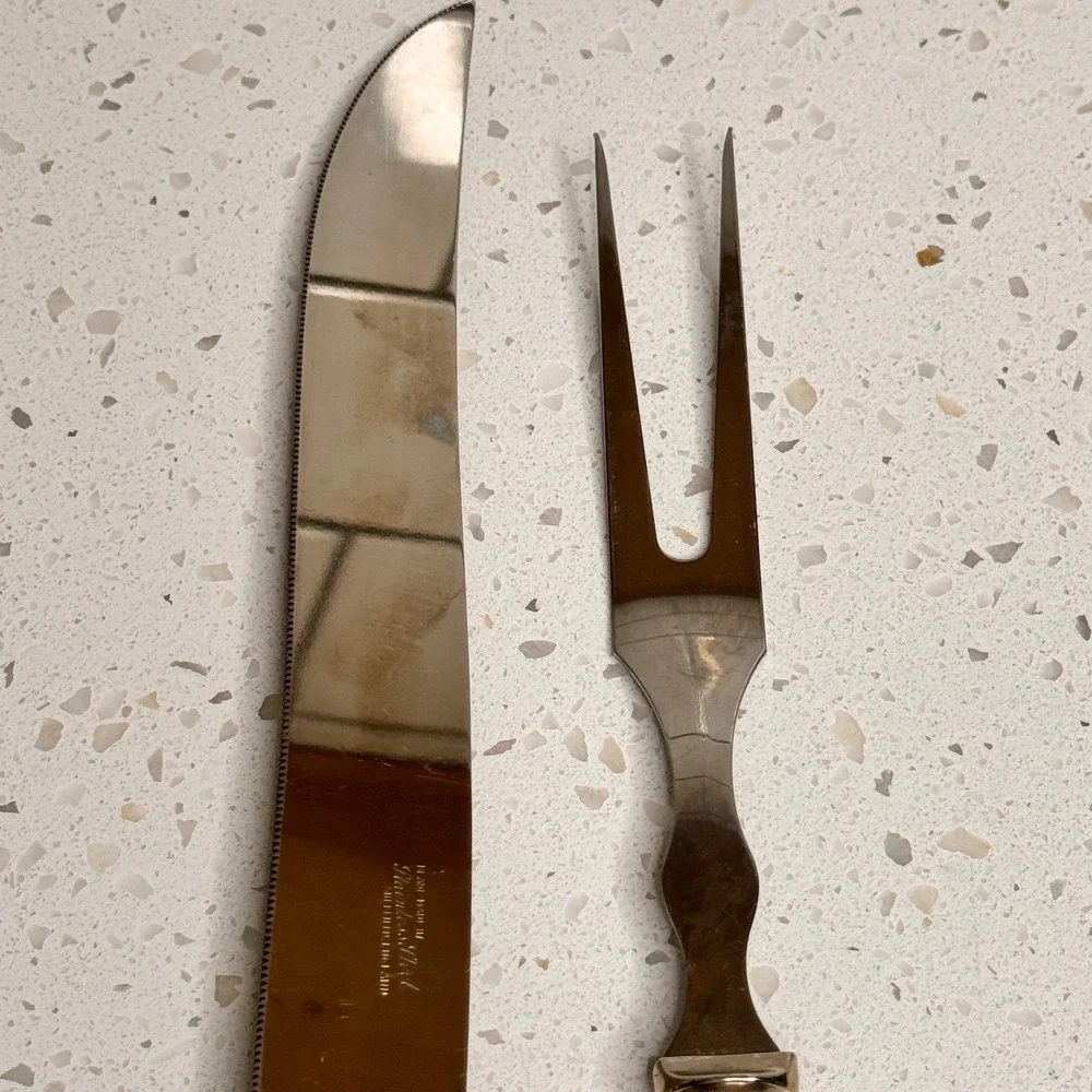A & E‎ Lewis Carving Knife & Fork Set Florme Stainless Steel Sheffield England